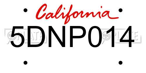 5DNP014 California License Plate