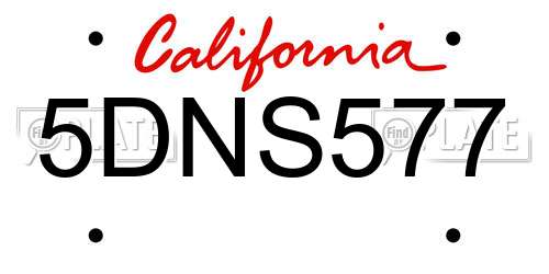 5DNS577 California License Plate