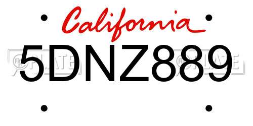 5DNZ889 California License Plate