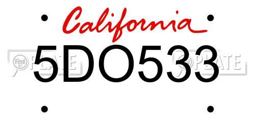 5DO533 California License Plate