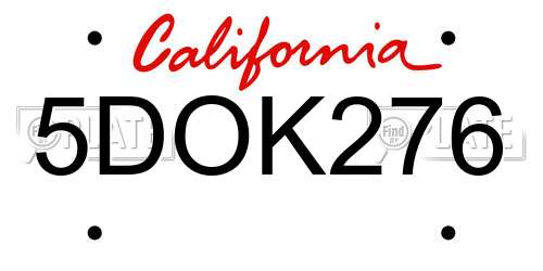 5DOK276 California License Plate