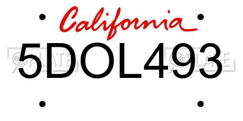 5DOL493 California License Plate