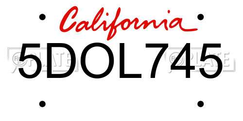 5DOL745 California License Plate