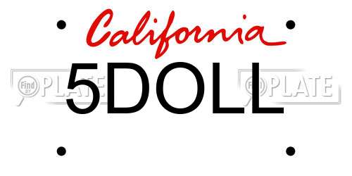 5DOLL California License Plate