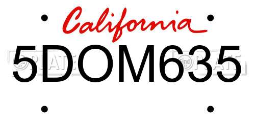 5DOM635 California License Plate
