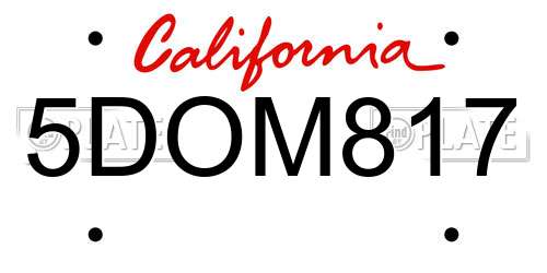 5DOM817 California License Plate