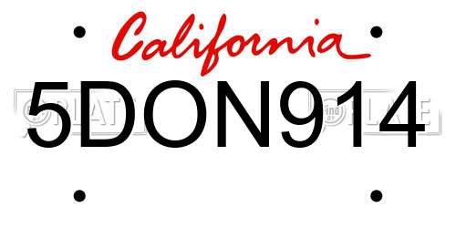 5DON914 California License Plate