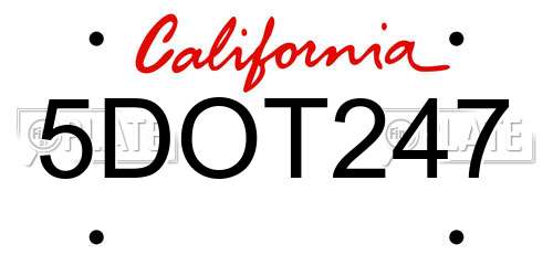 5DOT247 California License Plate