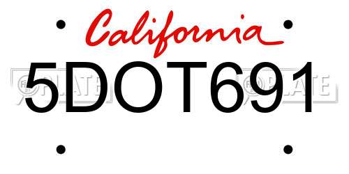 5DOT691 California License Plate