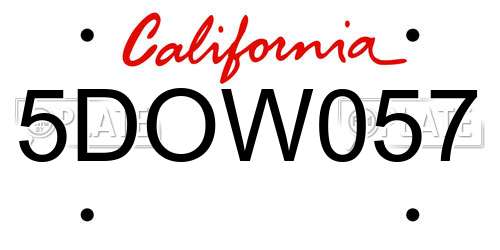 5DOW057 California License Plate