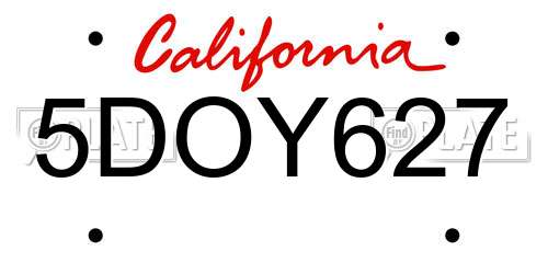 5DOY627 California License Plate