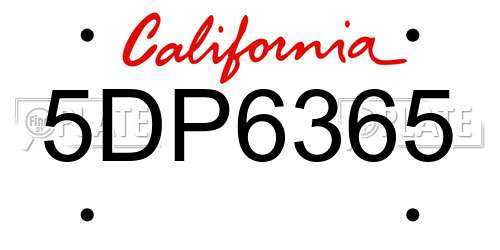 5DP6365 California License Plate