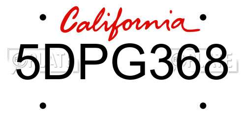 5DPG368 California License Plate