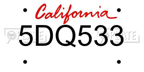 5DQ533 California License Plate