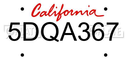 5DQA367 California License Plate