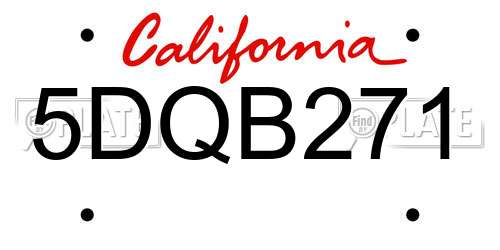 5DQB271 California License Plate