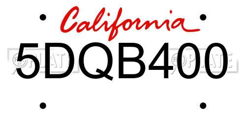 5DQB400 California License Plate