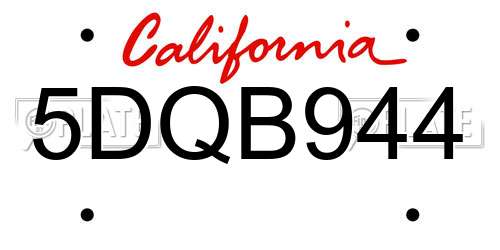 5DQB944 California License Plate
