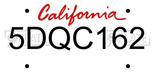 5DQC162 California License Plate