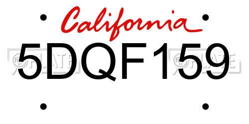 5DQF159 California License Plate