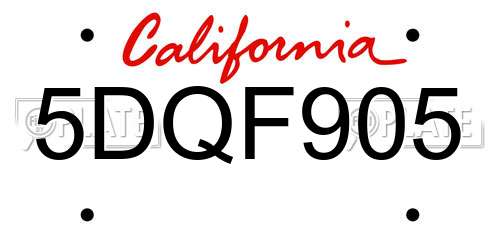 5DQF905 California License Plate