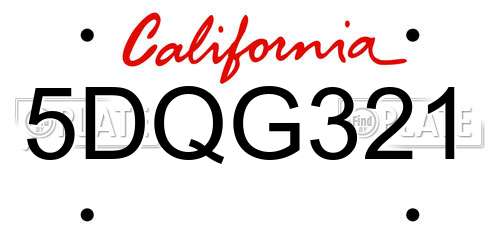 5DQG321 California License Plate