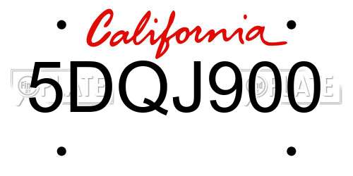 5DQJ900 California License Plate
