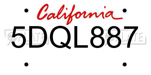 5DQL887 California License Plate