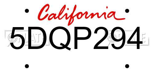 5DQP294 California License Plate
