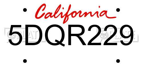 5DQR229 California License Plate