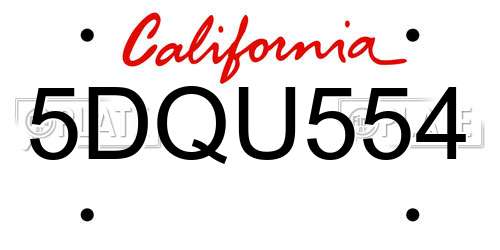 5DQU554 California License Plate