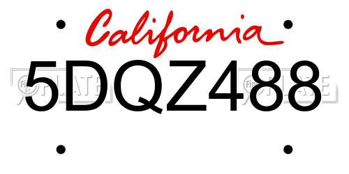 5DQZ488 California License Plate