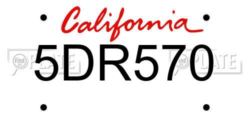 5DR570 California License Plate