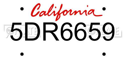 5DR6659 California License Plate