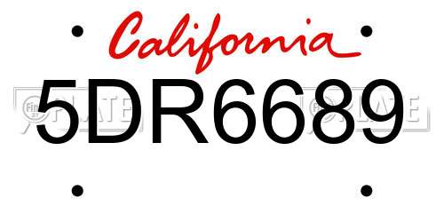 5DR6689 California License Plate