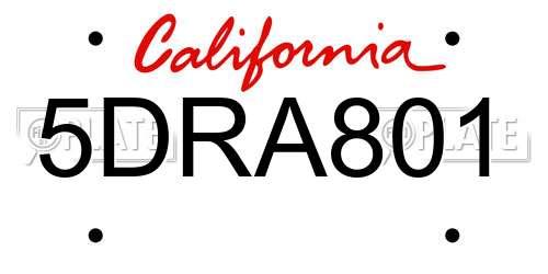5DRA801 California License Plate