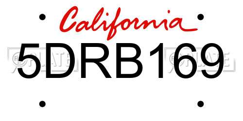 5DRB169 California License Plate