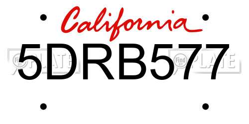 5DRB577 California License Plate
