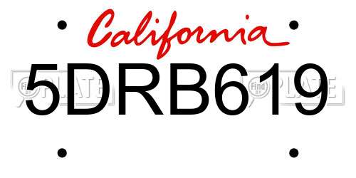 5DRB619 California License Plate
