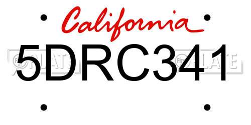 5DRC341 California License Plate