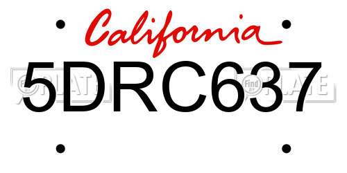 5DRC637 California License Plate