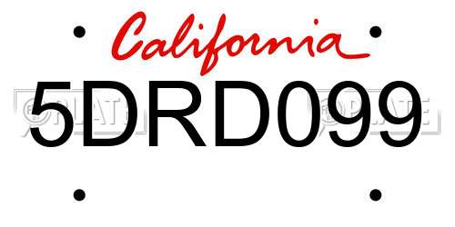 5DRD099 California License Plate