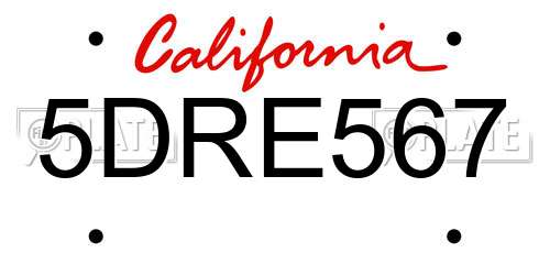 5DRE567 California License Plate