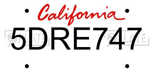 5DRE747 California License Plate