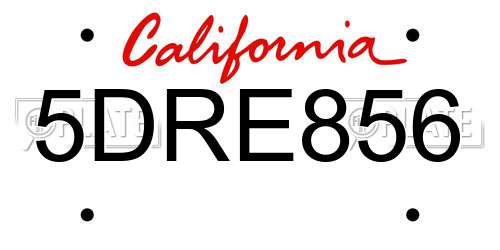 5DRE856 California License Plate