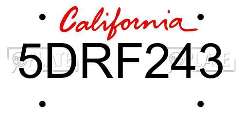 5DRF243 California License Plate