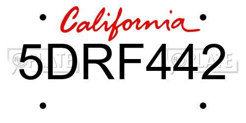 5DRF442 California License Plate