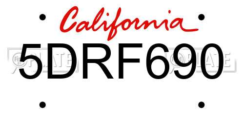 5DRF690 California License Plate