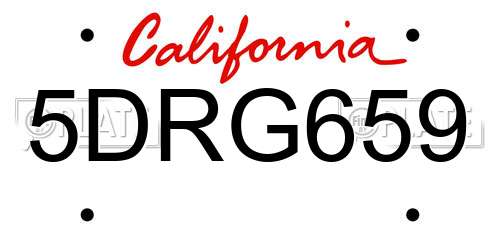 5DRG659 California License Plate