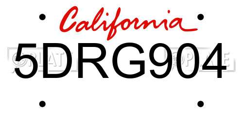 5DRG904 California License Plate